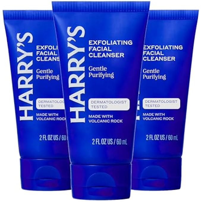 Harry's EXFOLIATING FACE WASH FOR MEN, GENTLE FACIAL SKIN CARE PRODUCTS WITH VOLCANIC ROCK EXFOLIANT, 2 FL. OZ, PACK OF 3 (TRIAL AND TRAVEL SIZE) - Image 1